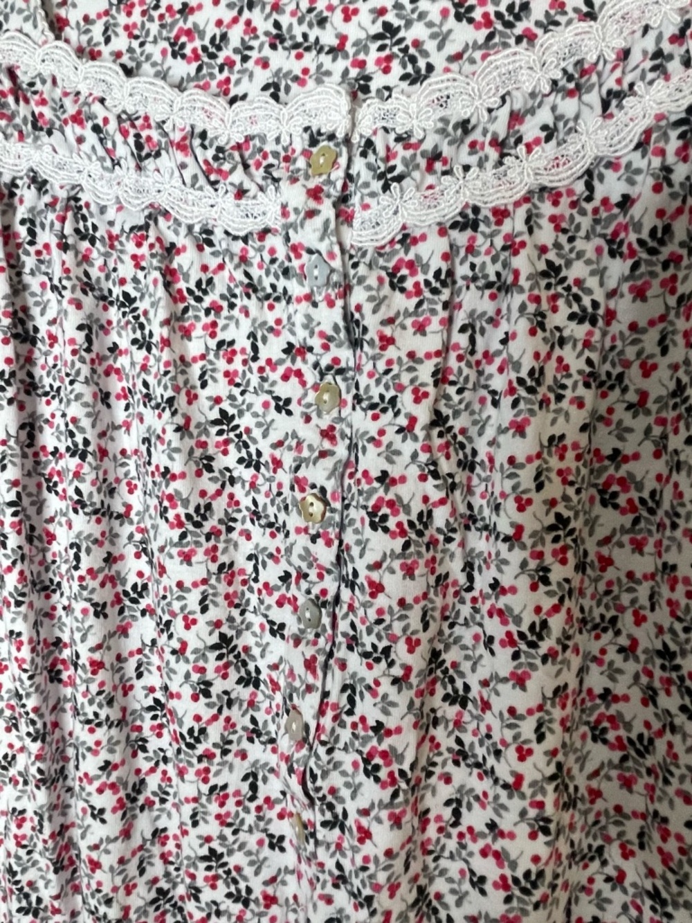 Eileen West Nightgown XL 100% Cotton Floral Lace Long Sleeve Cottagecore Multi - Picture 4 of 13